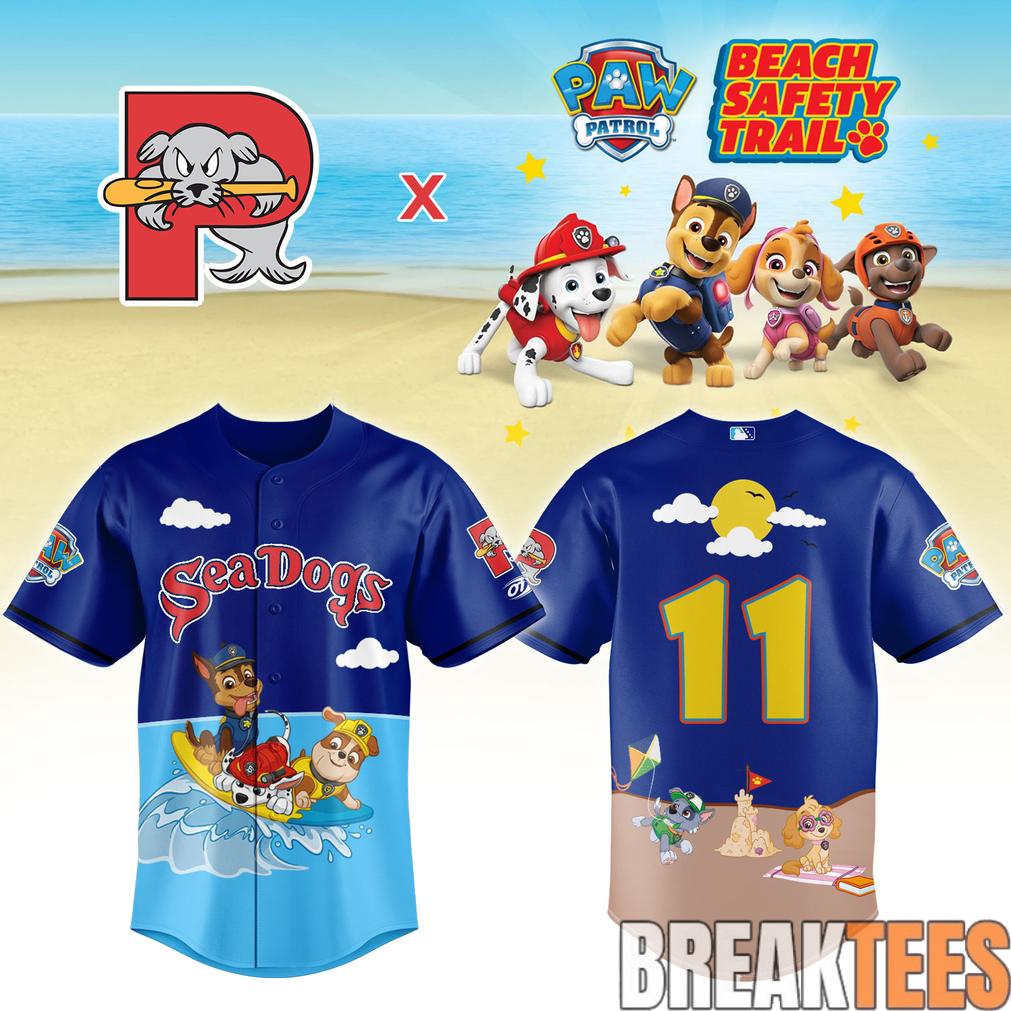 Portland Sea Dogs Dogs Paw Patrol Night Baseball Jersey baseball jersey product view 1