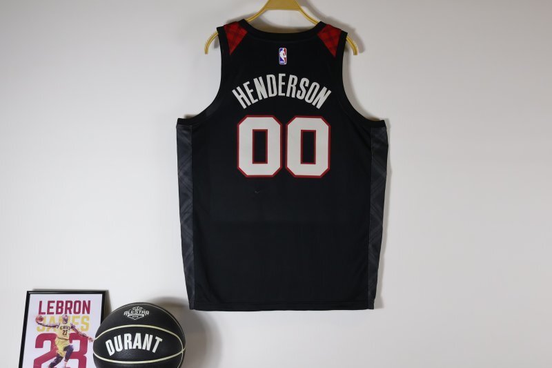 Portland Trail Blazers #00 Scoot Henderson 24 Trail Blazers City Black Style 1 Basketball Jersey basketball jersey product view 1