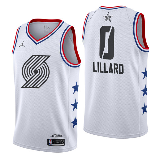 Portland Trail Blazers #0 Damian Lillard 19 All-Star Trail Blazers 0 White Basketball Jersey basketball jersey product view 1