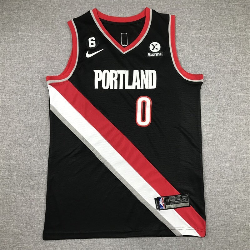 Portland Trail Blazers #0 Damian Lillard 23 Trail Blazers 0 Black Style 6 Basketball Jersey basketball jersey product view 1
