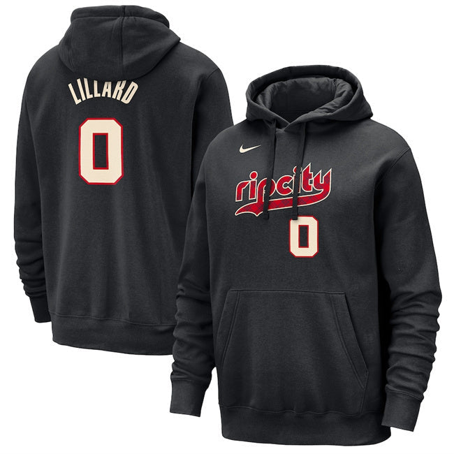 Portland Trail Blazers #0 Damian Lillard Black 2023 24 City Edition Name & Number Basketball Jersey basketball jersey product view 1