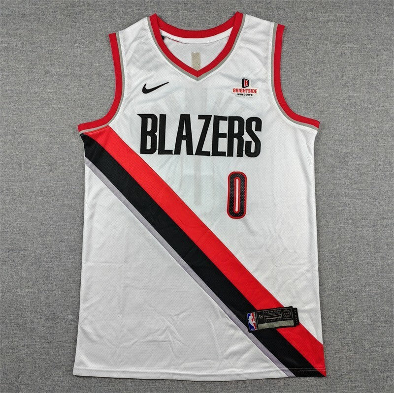 Portland Trail Blazers #0 Damian Lillard Trail Blazers 0 White Style 4 Basketball Jersey basketball jersey product view 1
