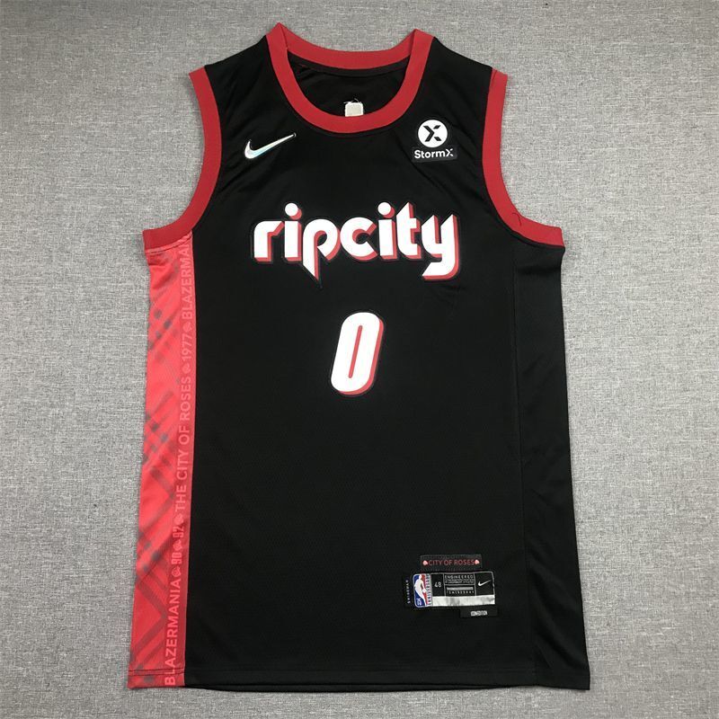 Portland Trail Blazers #0 Damian Lillard Trail Blazers 0 # 22 Season City Edition Black Style 2 basketball jersey product view 1