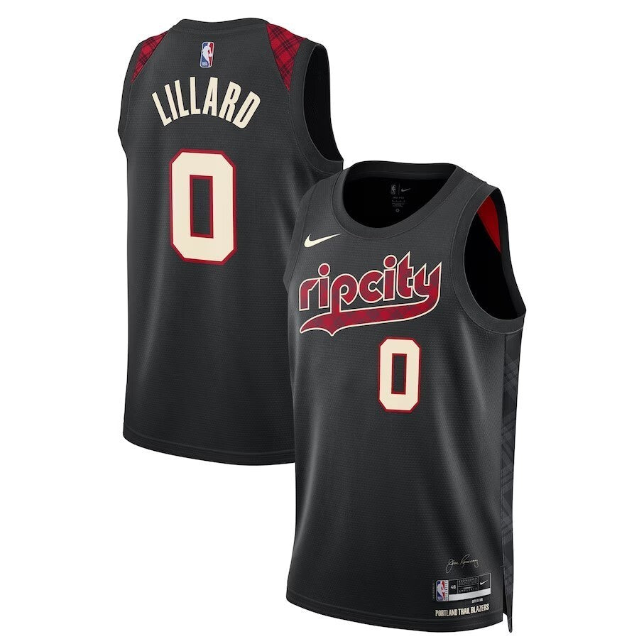 Portland Trail Blazers #0 Damian Lillard Unisex 202324 Swingman Jersey - Black - City Edition basketball jersey product view 1
