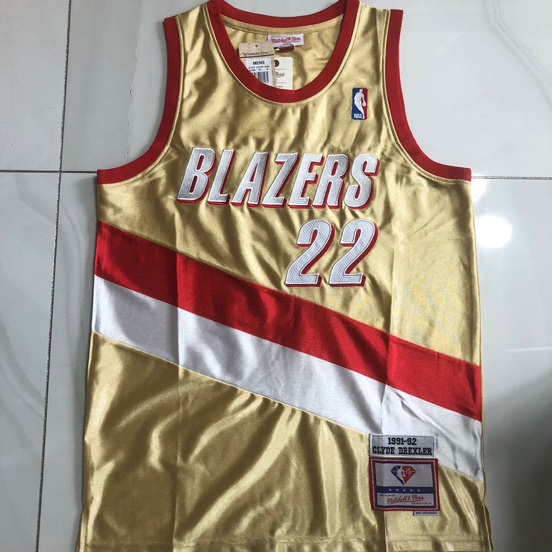 Portland Trail Blazers #22 Drexler 1991-92 authentic jersey gold Style 2 Basketball Jersey basketball jersey product view 1