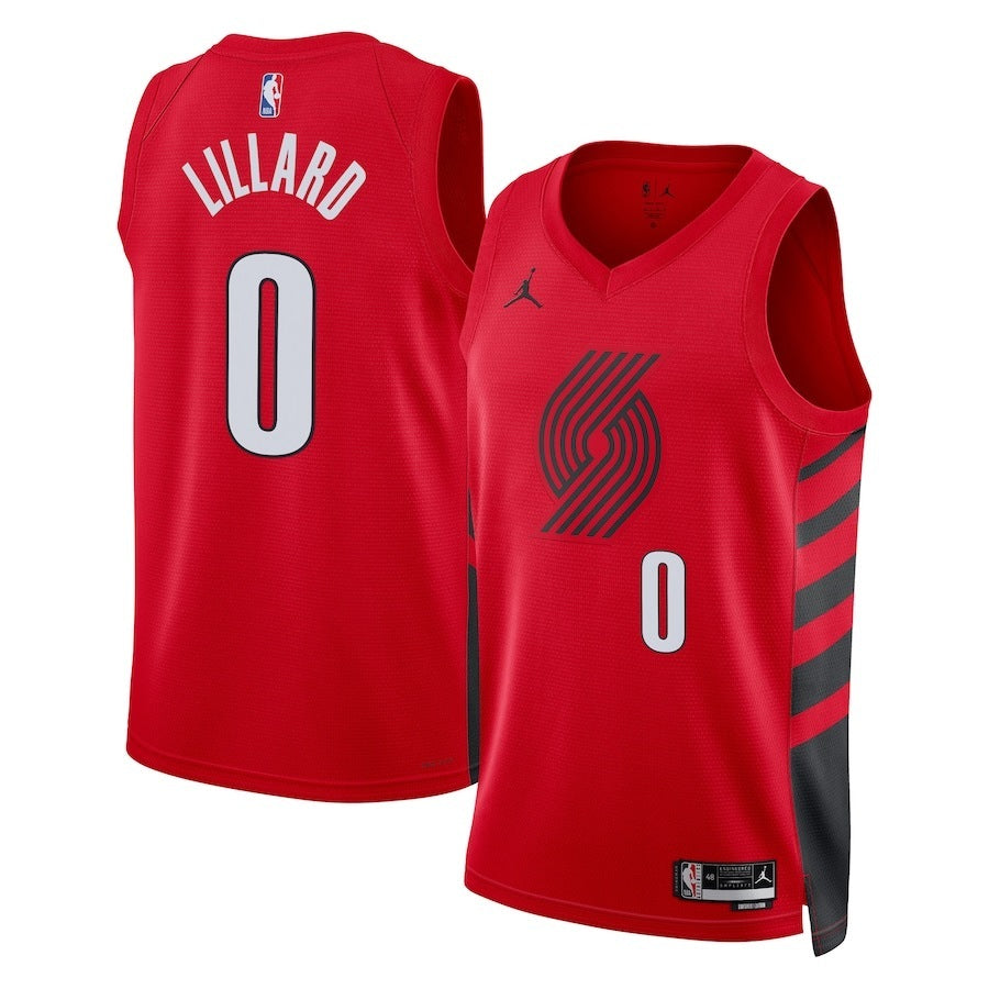 Portland Trail Blazers #4 Damian Lillard Unisex Swingman Jersey - Red - Statement Edition Basketball Jersey basketball jersey product view 1