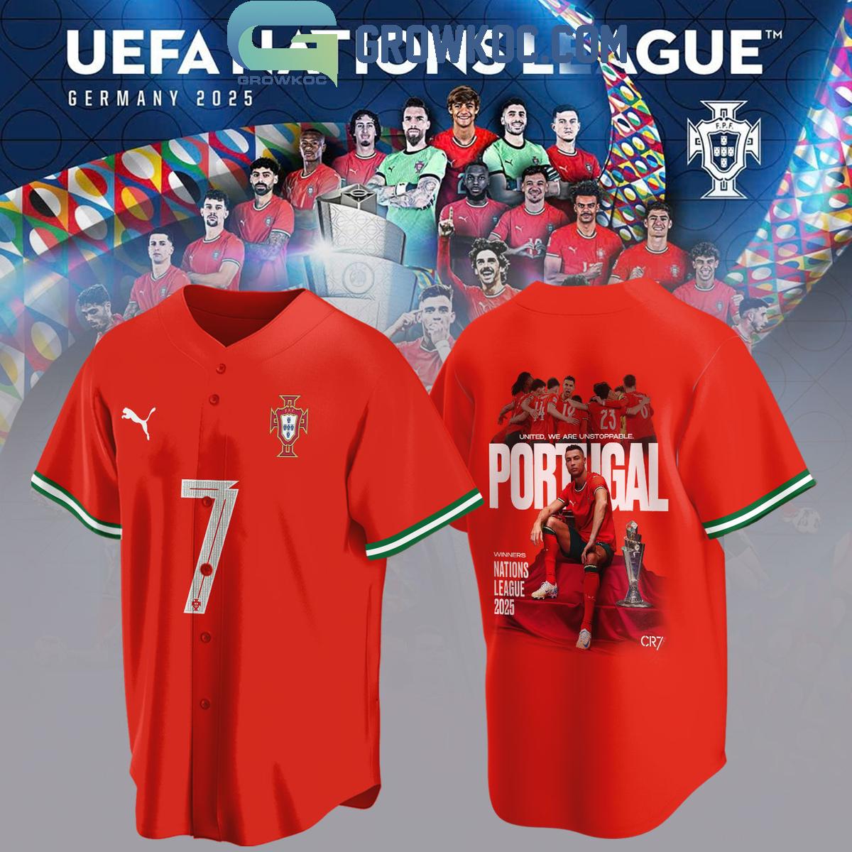 Portugal Champions UEFA Nations League 2025 Baseball Jersey baseball jersey product view 1