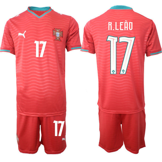 Portugal Team #17 Rafael Leão Red 2026 World Cup Home Soccer Jersey Suit sports jersey product view 1
