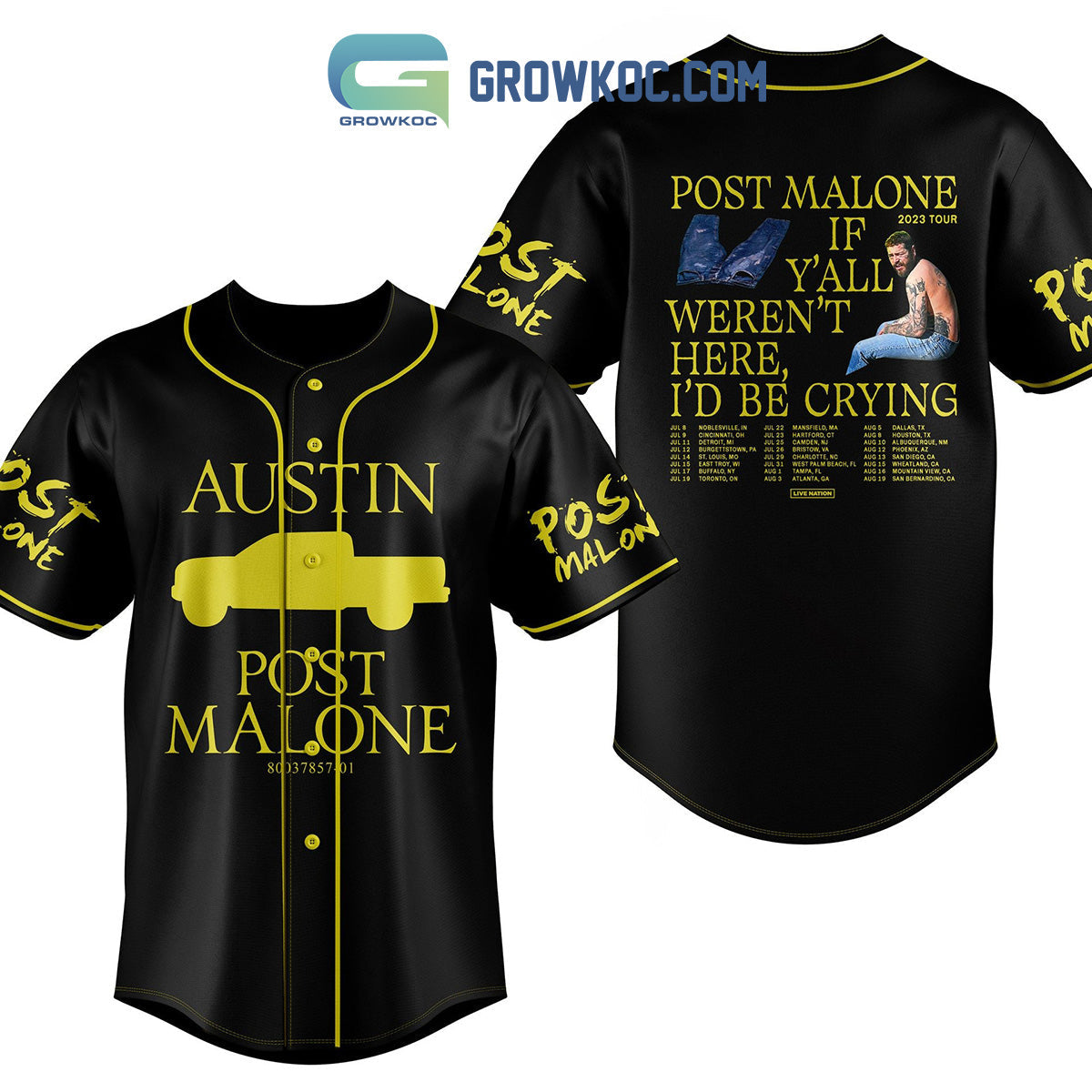 Post Malone Austin I’d Be Crying Personalized Baseball Jersey baseball jersey product view 1
