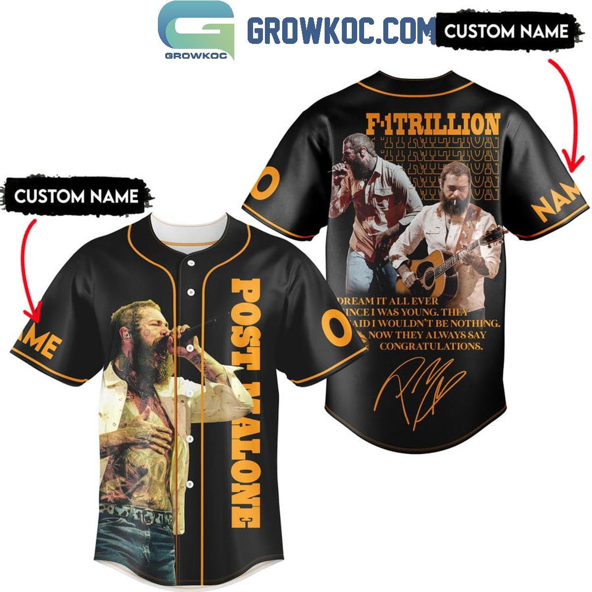 Post Malone I Dream It All Ever Since I Was Young Personalized Baseball Jersey baseball jersey product view 1