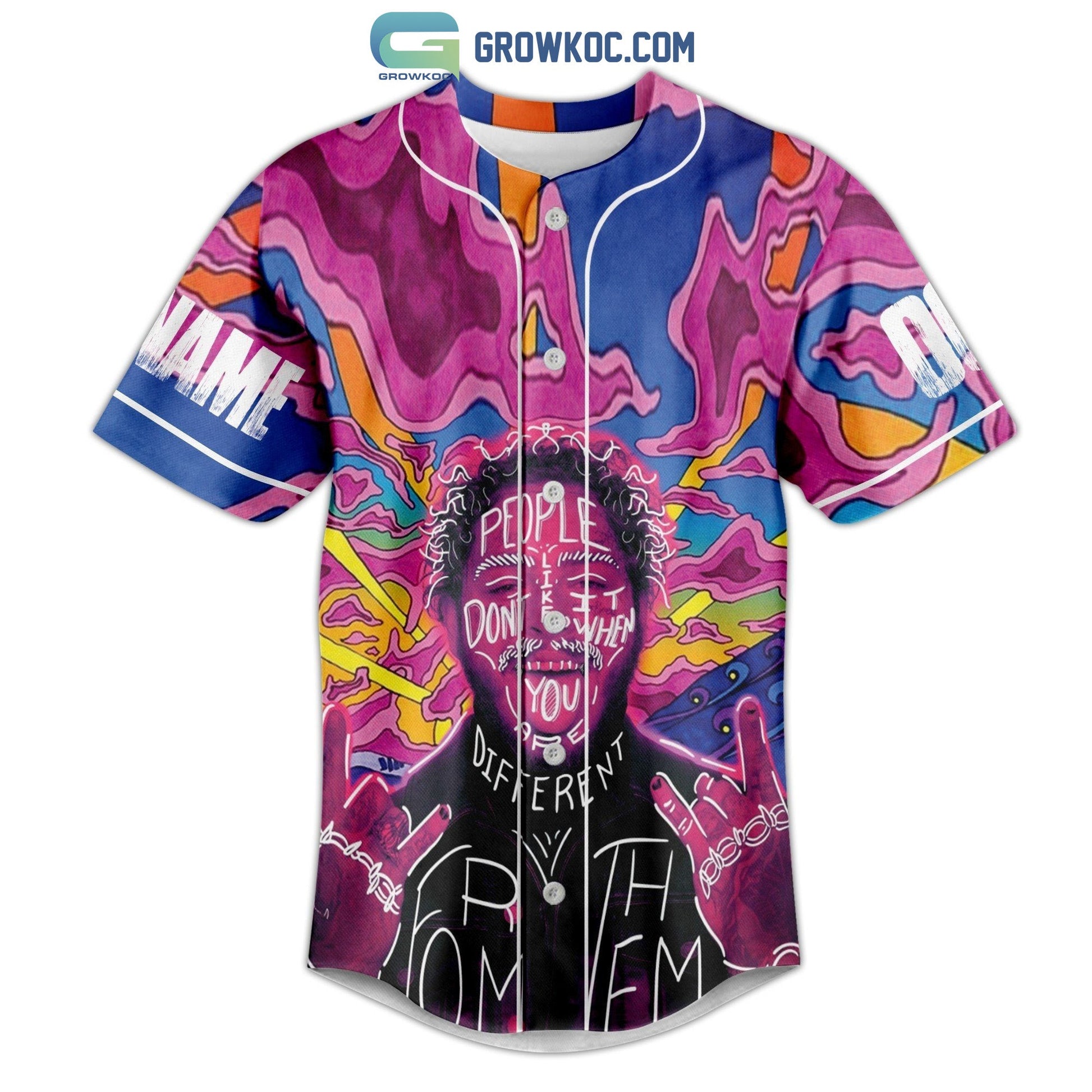 Post Malone People Don’t Like It When You Are Different Personalized Baseball Jersey baseball jersey product view 3