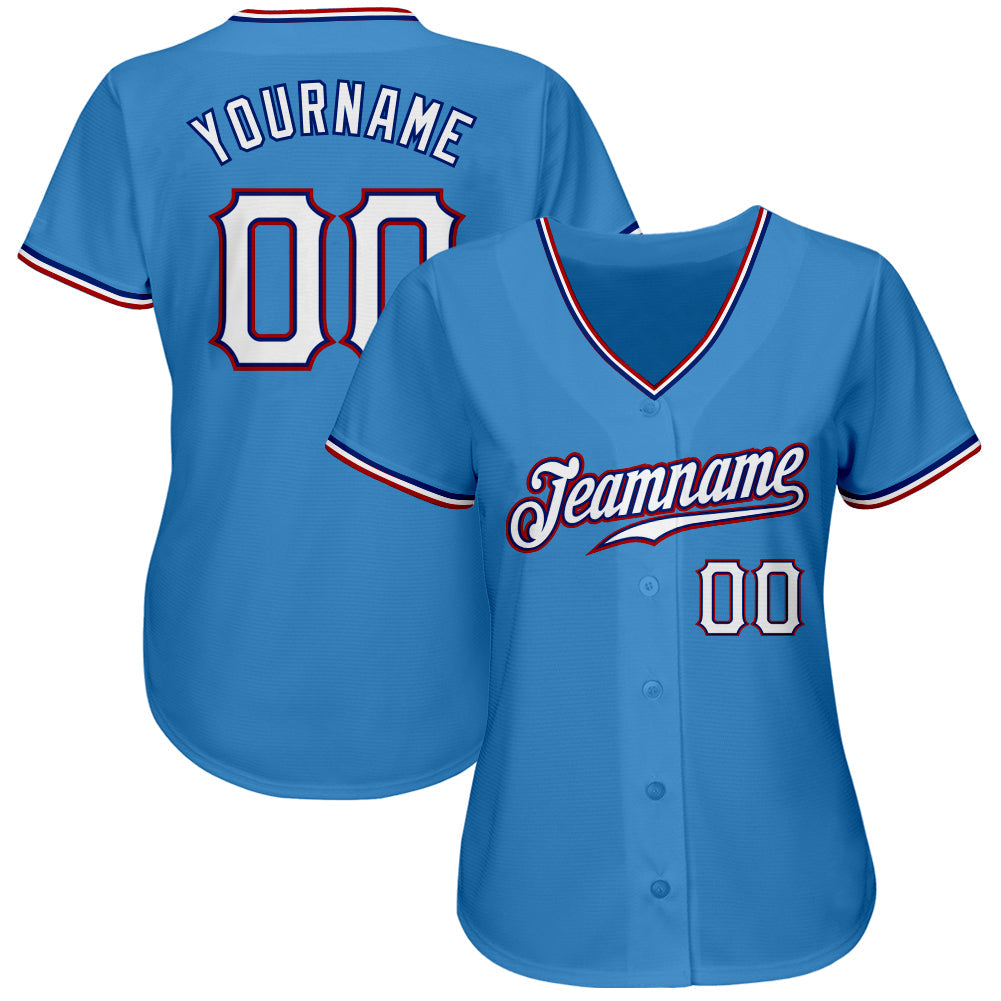 Custom Powder Blue White-Red Authentic Baseball Jersey baseball jersey product view 2