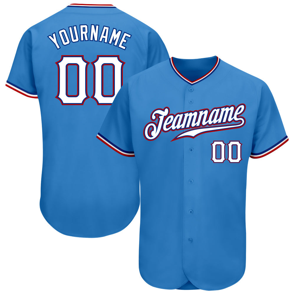 Custom Powder Blue White-Red Authentic Baseball Jersey baseball jersey product view 1