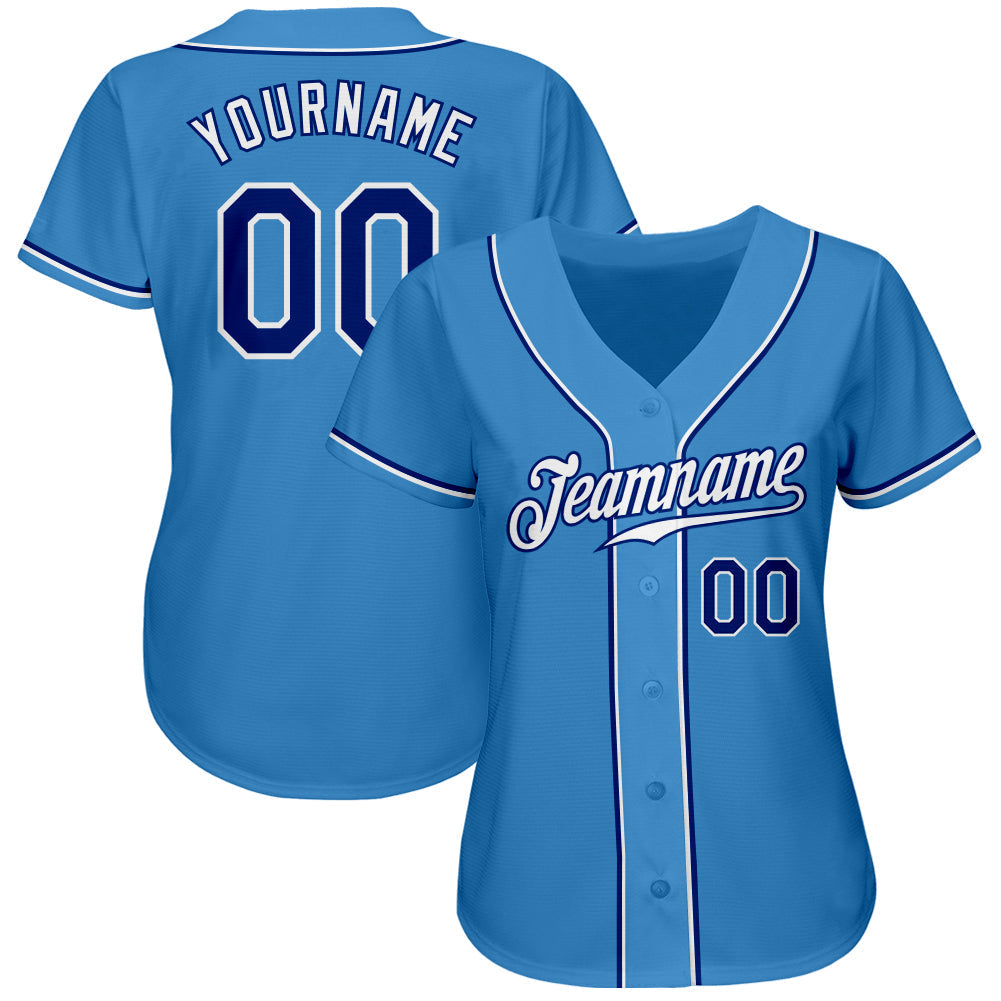 Custom Powder Blue Royal-White Authentic Baseball Jersey baseball jersey product view 2