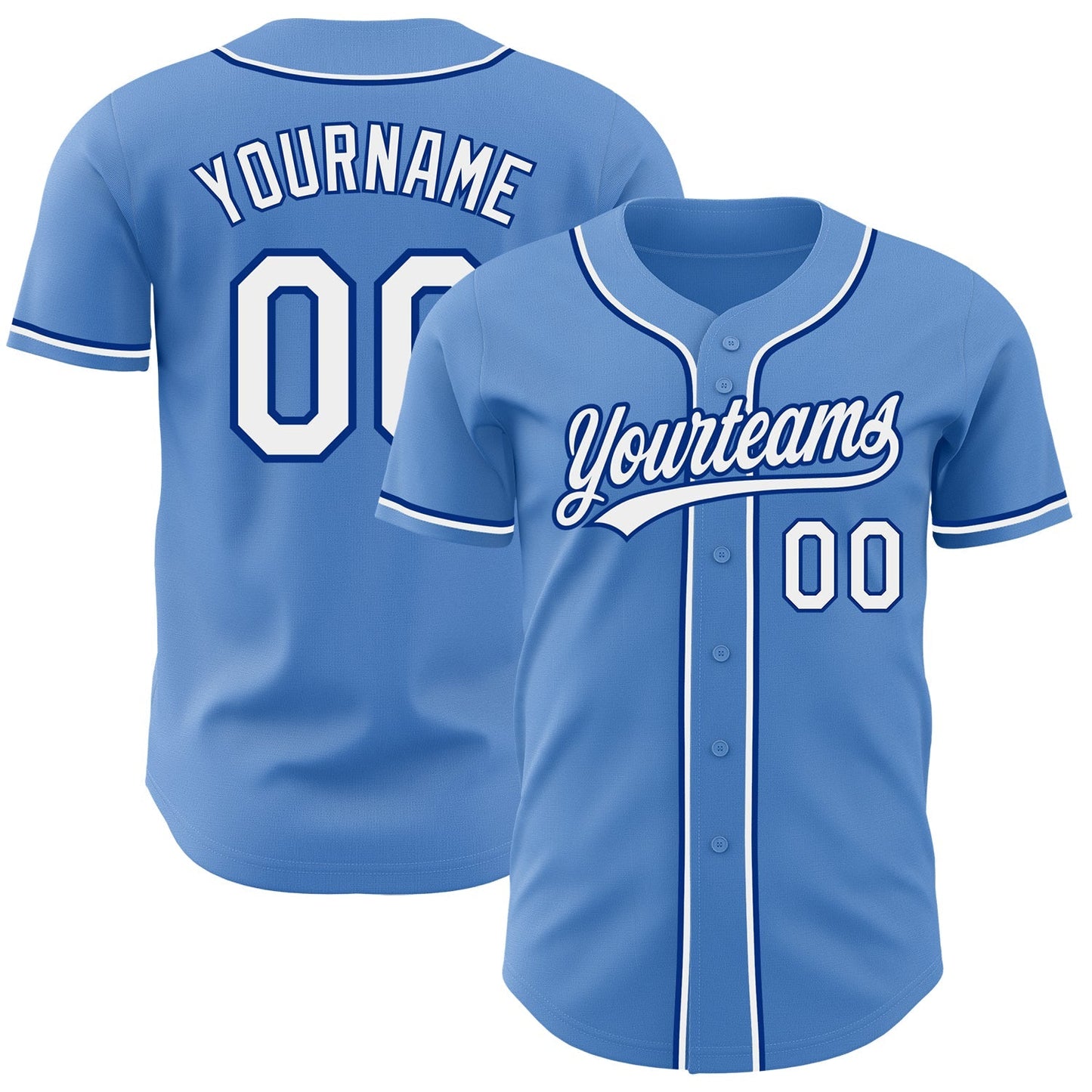 Custom Powder Blue White-Royal Authentic Baseball Jersey baseball jersey product view 1