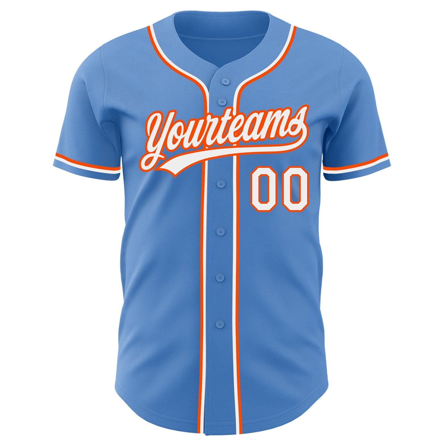 Custom Powder Blue White-Orange Authentic Baseball Jersey baseball jersey product view 2
