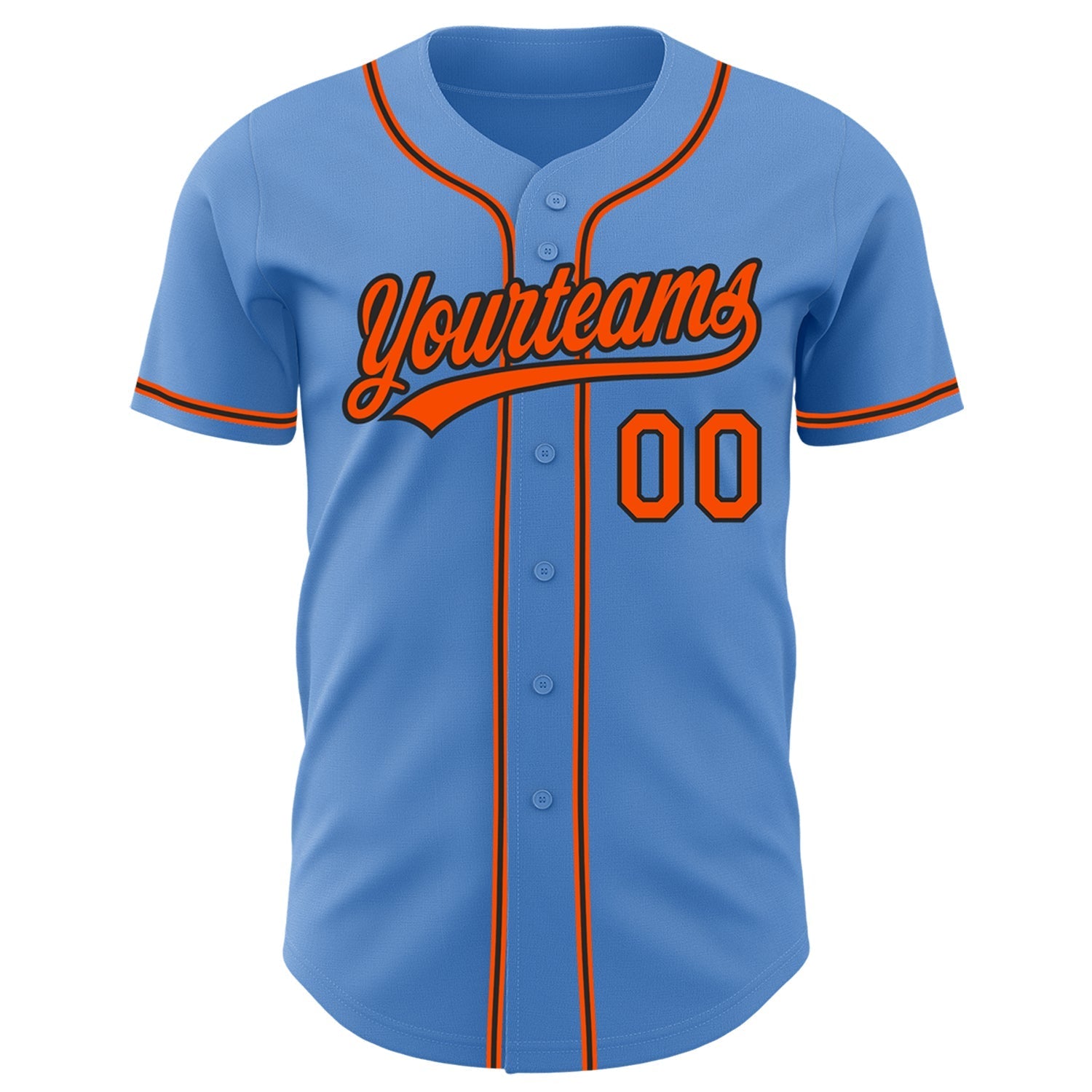 Custom Powder Blue Orange-Black Authentic Baseball Jersey baseball jersey product view 2