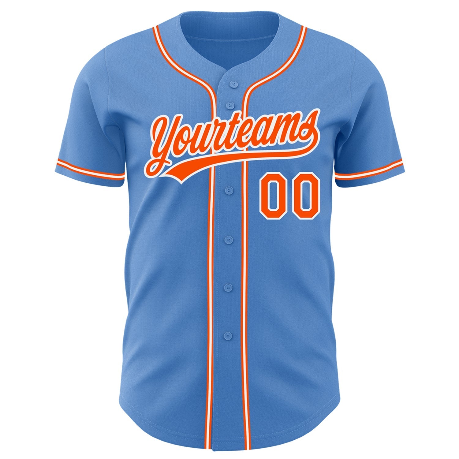 Custom Powder Blue Orange-White Authentic Baseball Jersey baseball jersey product view 2