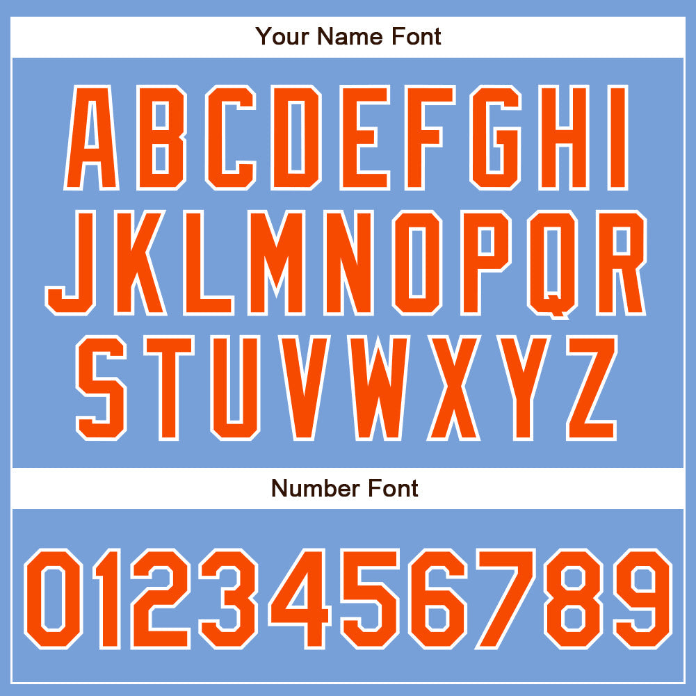 Custom Powder Blue Orange-White Authentic Baseball Jersey baseball jersey product view 5