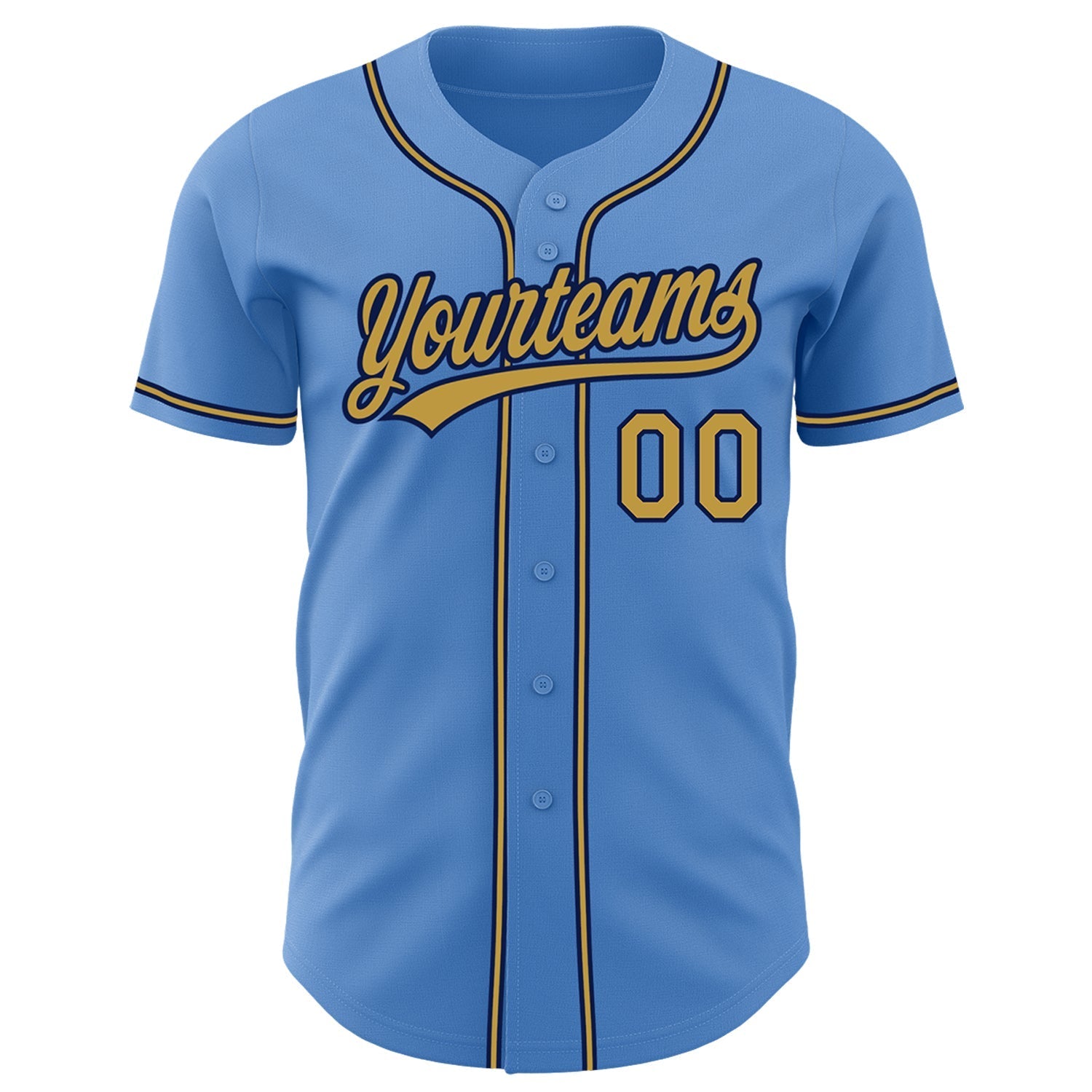 Custom Powder Blue Old Gold-Navy Authentic Baseball Jersey baseball jersey product view 2