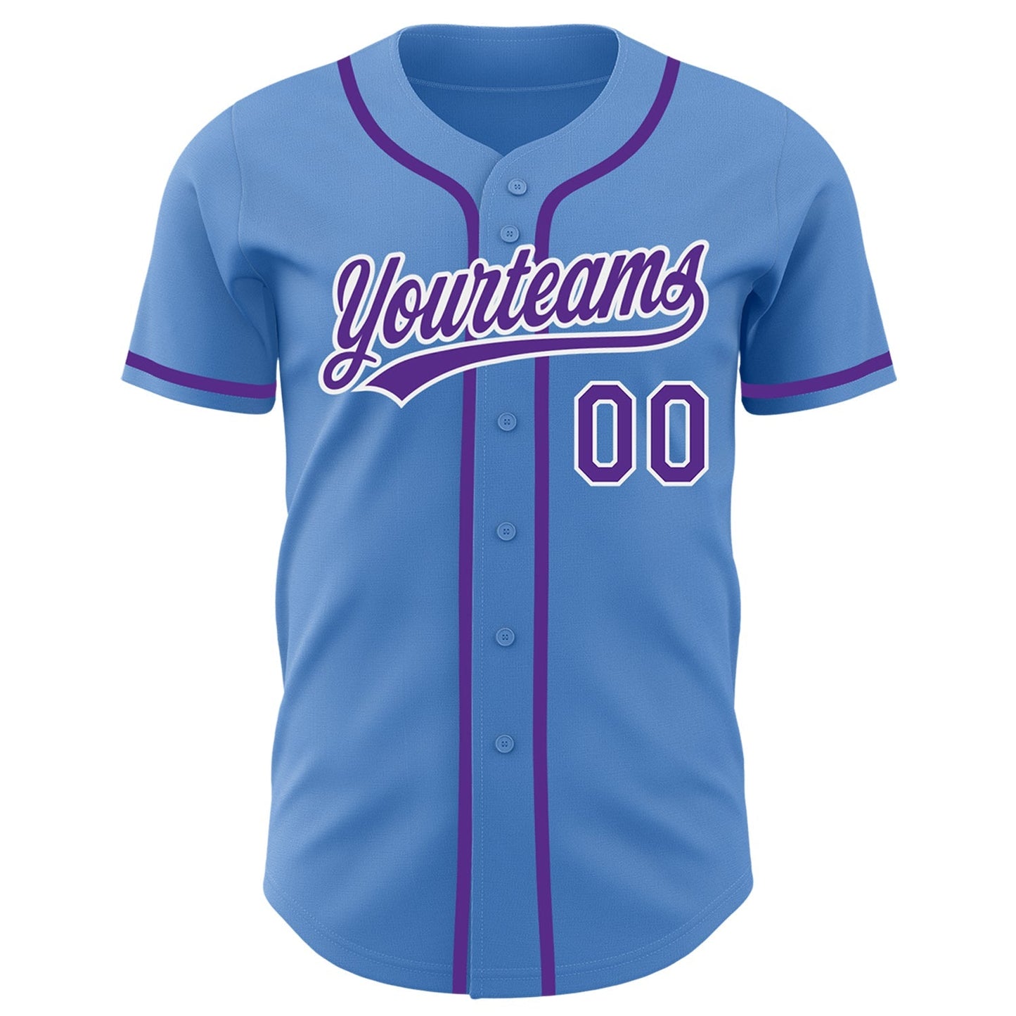 Custom Powder Blue Purple-White Authentic Baseball Jersey baseball jersey product view 2