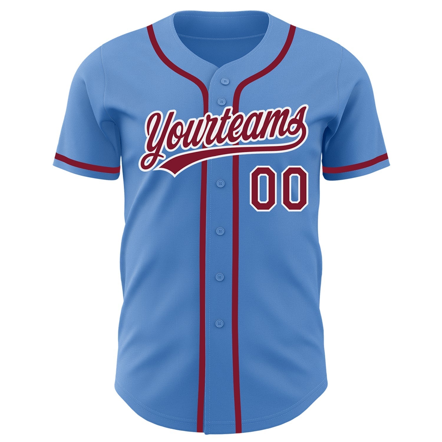 Custom Powder Blue Crimson-White Authentic Baseball Jersey baseball jersey product view 2