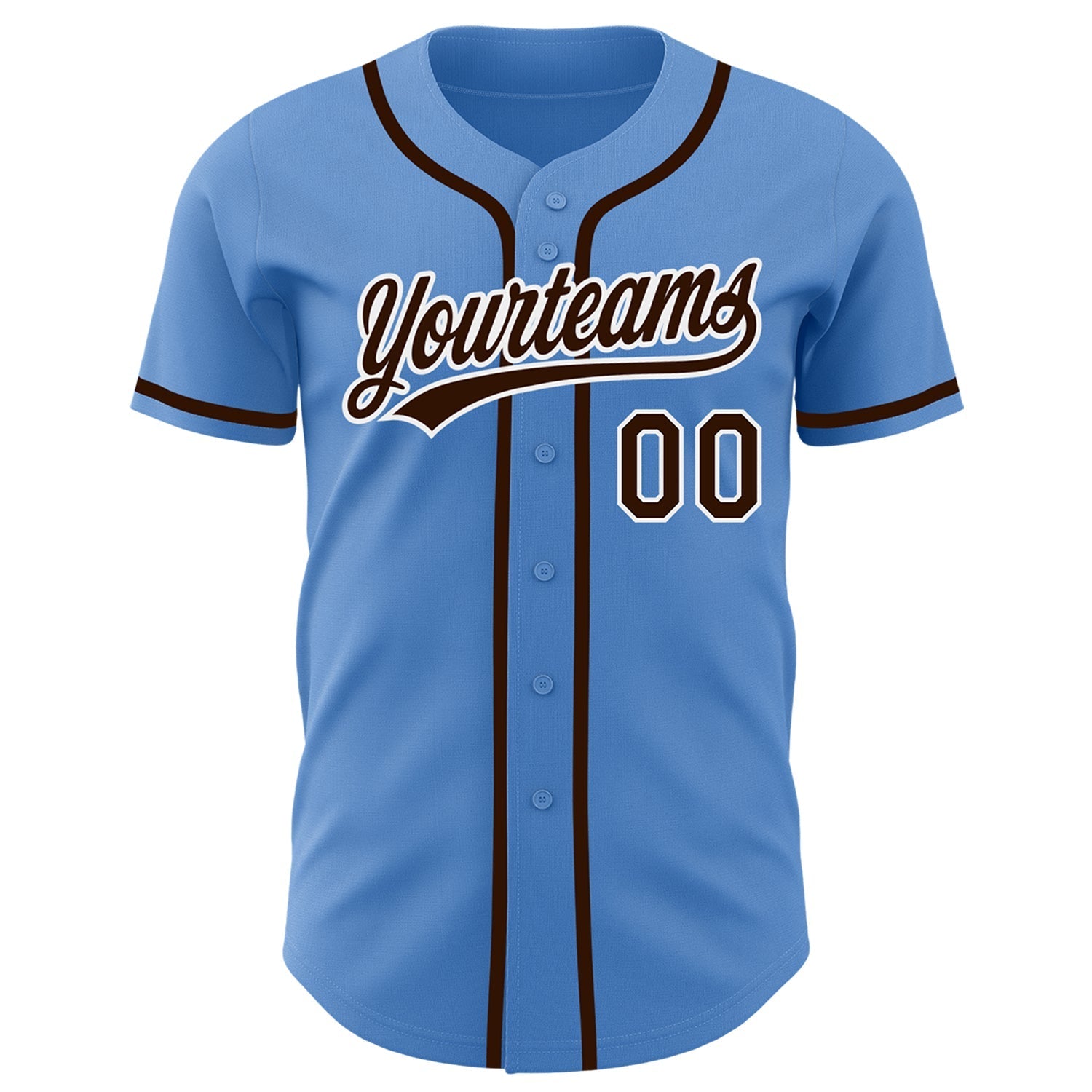 Custom Powder Blue Brown-White Authentic Baseball Jersey baseball jersey product view 2