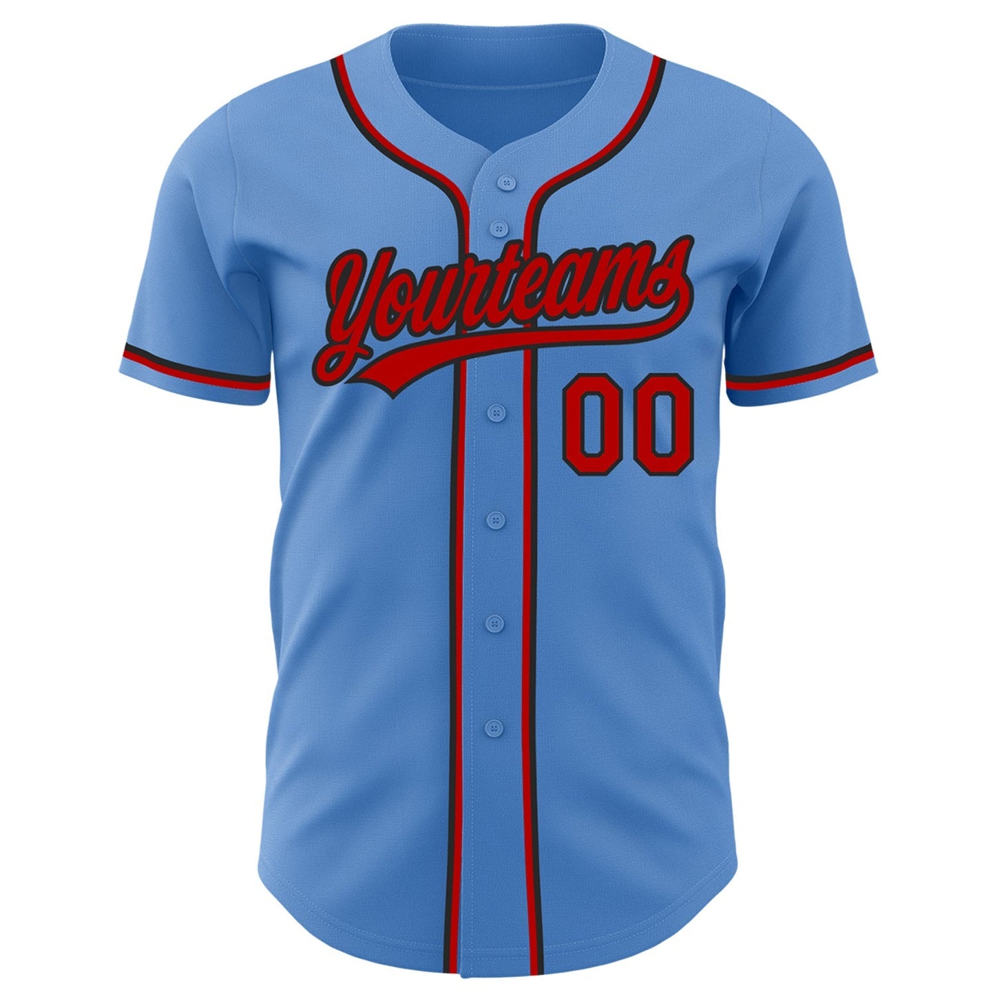Custom Powder Blue Red-Black Authentic Baseball Jersey baseball jersey product view 2