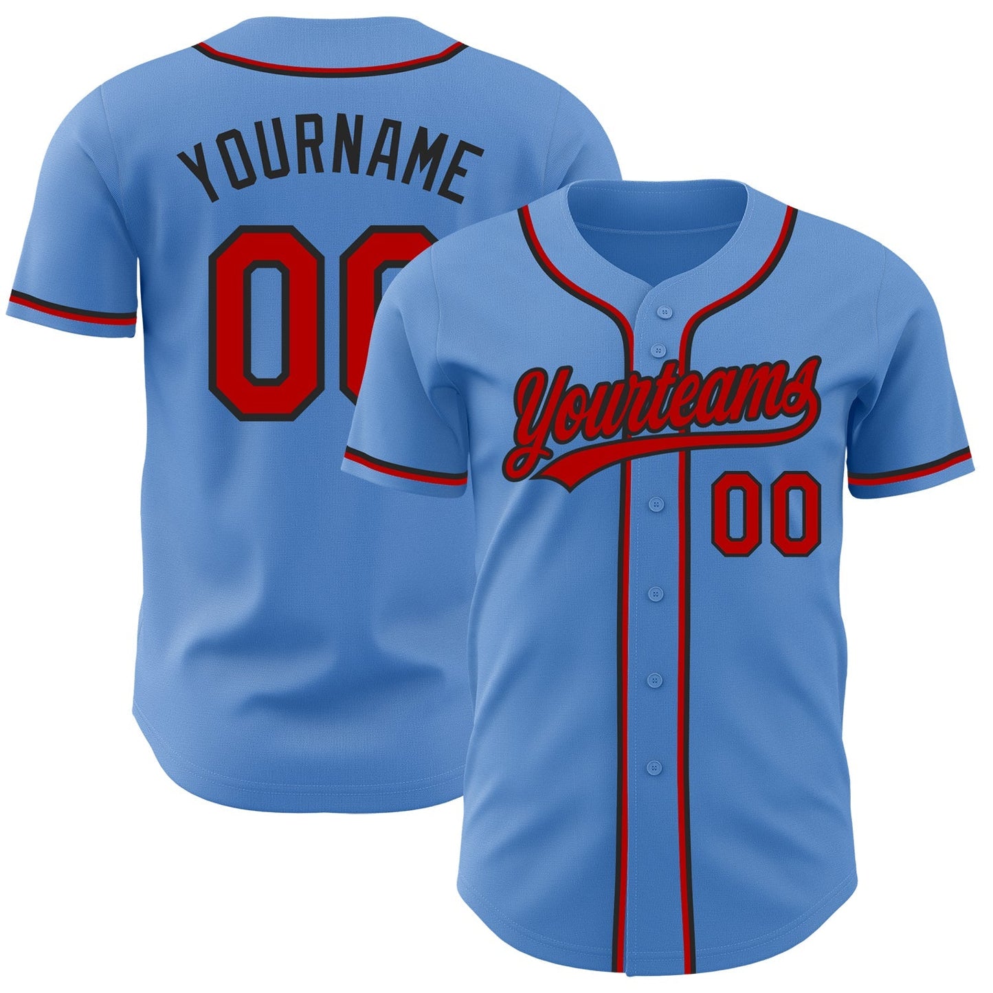 Custom Powder Blue Red-Black Authentic Baseball Jersey baseball jersey product view 1
