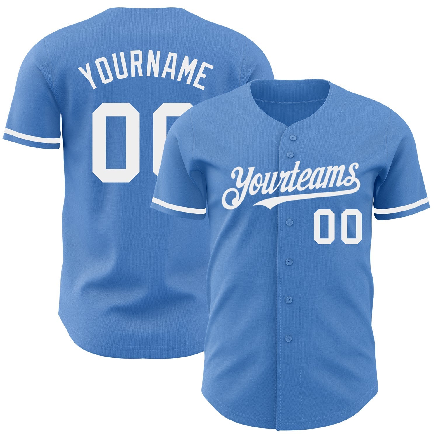 Custom Powder Blue White Authentic Baseball Jersey baseball jersey product view 1