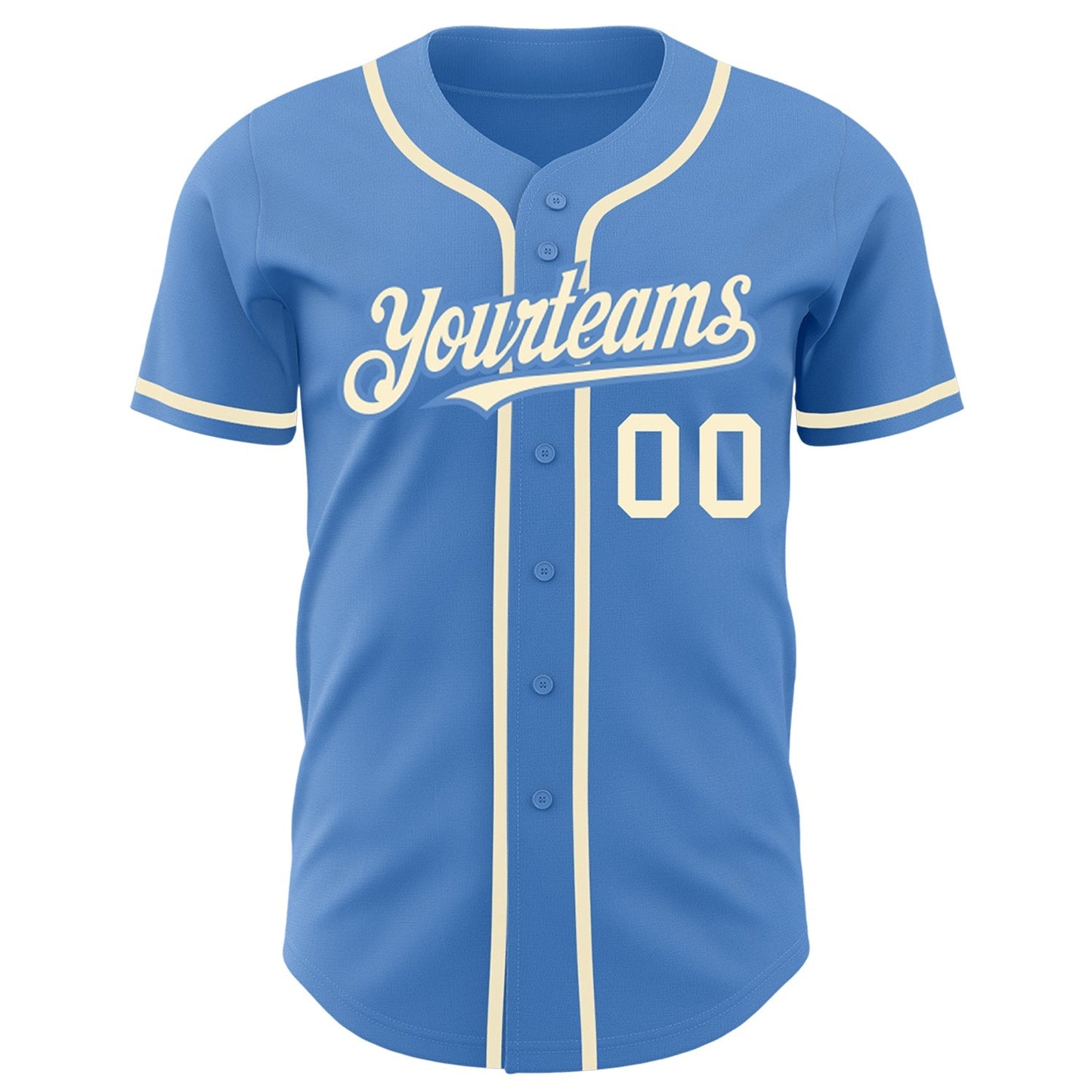 Custom Powder Blue Cream Authentic Baseball Jersey baseball jersey product view 2