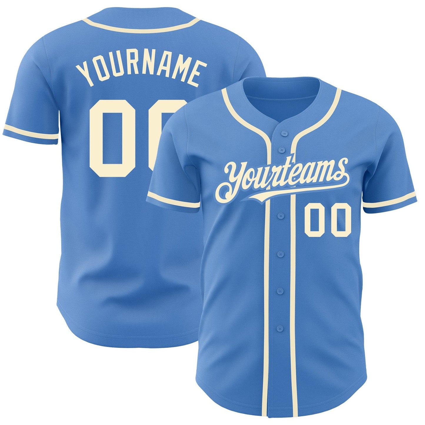Custom Powder Blue Cream Authentic Baseball Jersey baseball jersey product view 1
