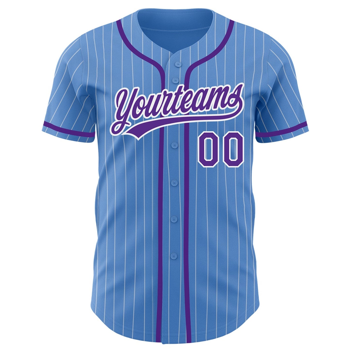 Custom Powder Blue White Pinstripe Purple Authentic Baseball Jersey baseball jersey product view 2