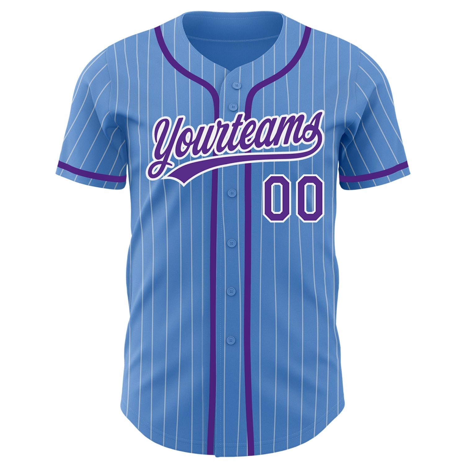 Custom Powder Blue White Pinstripe Purple Authentic Baseball Jersey baseball jersey product view 2