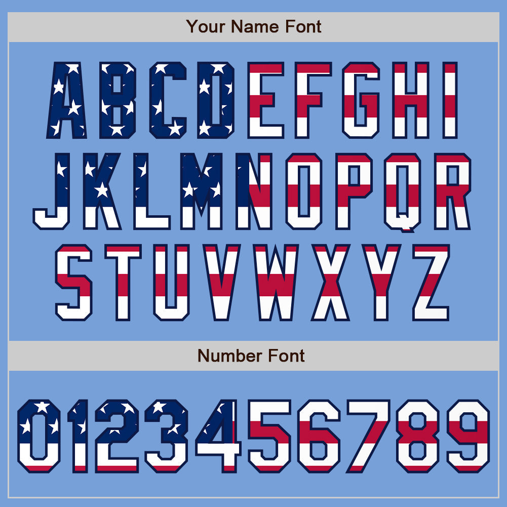 Custom Powder Blue USA Flag Navy Red-White Authentic Baseball Jersey baseball jersey product view 5