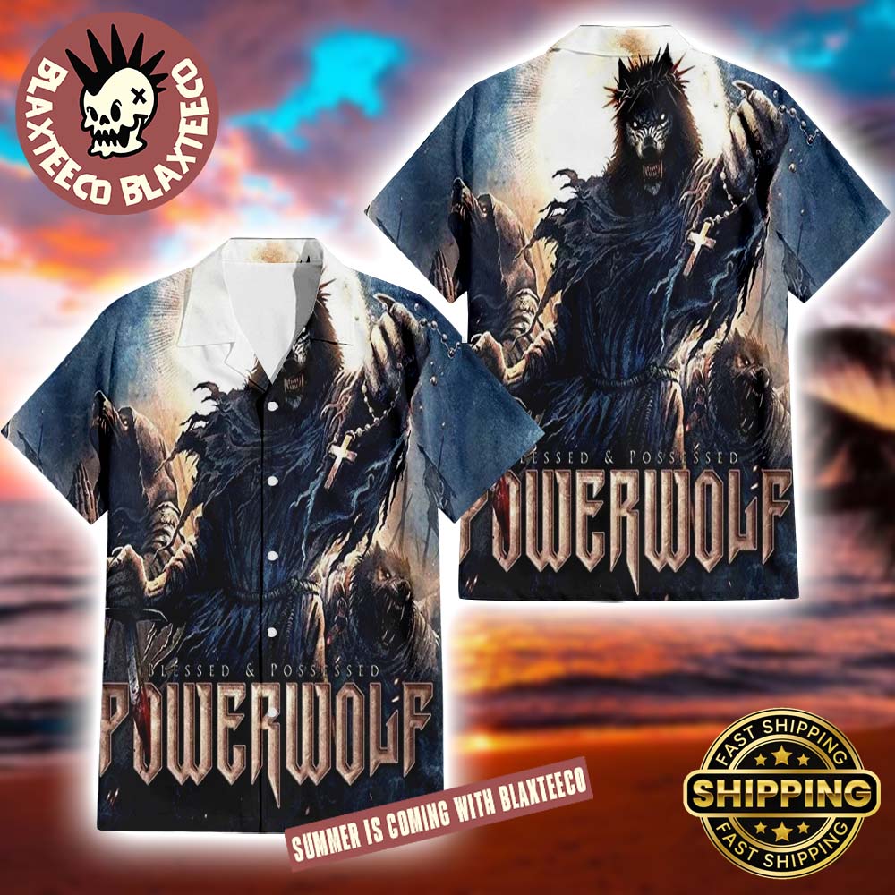 Powerwolf Blessed And Possessed Tour Editon Album Cover Summer 2025 Hawaiian Shirt Unisex T-shirt, Sweatshirt, Hoodie, Long Sleeve Tee - T-Shirt, Sweatshirt, Hoodie