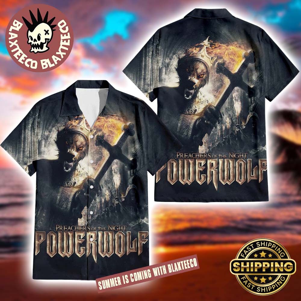 Powerwolf Preachers of the Night Album Cover Art Gift For Fans Summer 2025 Hawaiian Shirt Unisex T-shirt, Sweatshirt, Hoodie, Long Sleeve Tee - T-Shirt, Sweatshirt, Hoodie