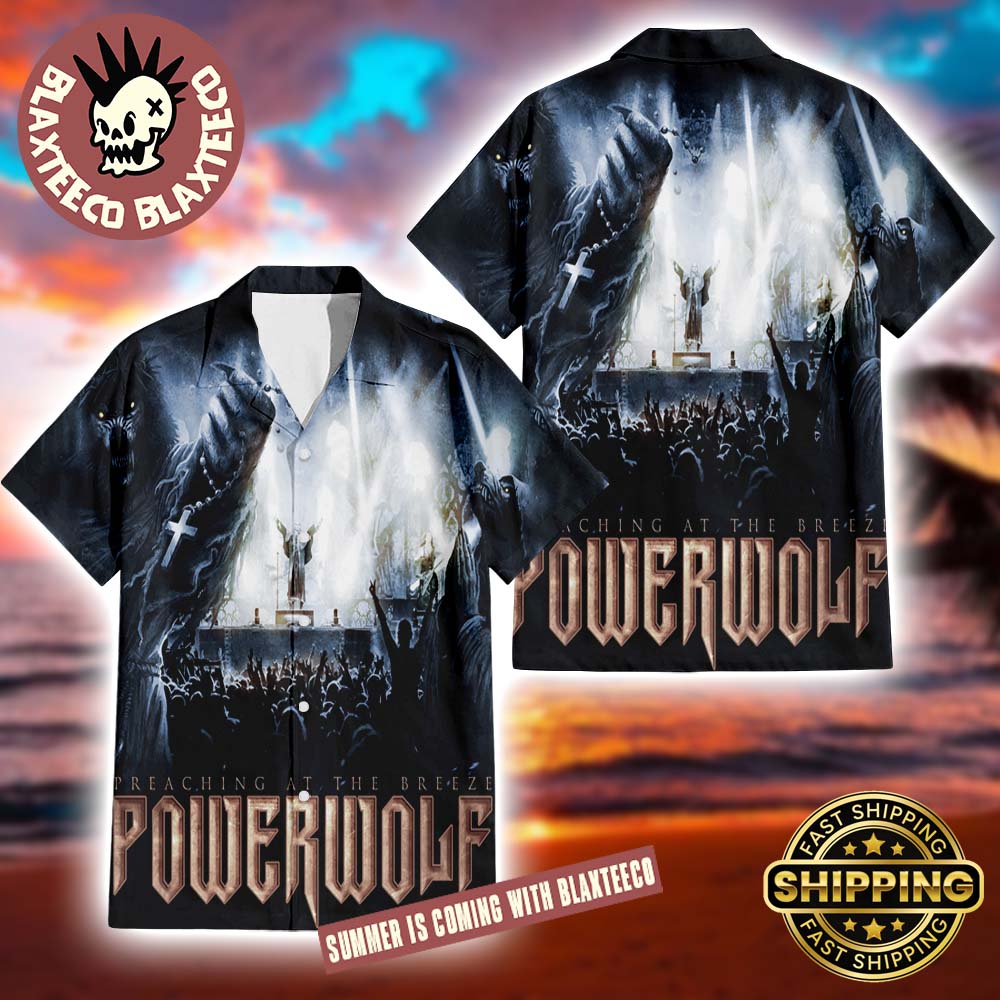 Powerwolf Preaching at the Breeze Album Cover 2025 Summer Powerwolf Hawaiian Shirt Unisex T-shirt, Sweatshirt, Hoodie, Long Sleeve Tee - T-Shirt, Sweatshirt, Hoodie