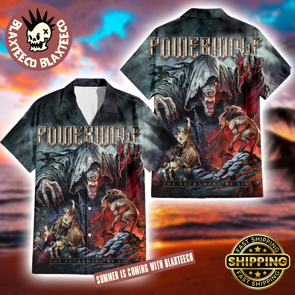 Powerwolf The Sacrament Of Sin Album Cover Summer 2025 Hawaiian Shirt Unisex T-shirt, Sweatshirt, Hoodie, Long Sleeve Tee - T-Shirt, Sweatshirt, Hoodie