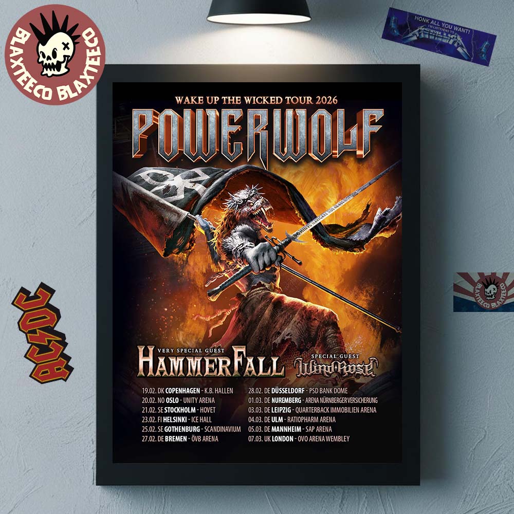 Powerwolf Wake Up The Wicked Tour 2026 Schedule Dates Home Decor Poster Canvas Unisex T-shirt, Sweatshirt, Hoodie, Long Sleeve Tee - T-Shirt, Sweatshirt, Hoodie