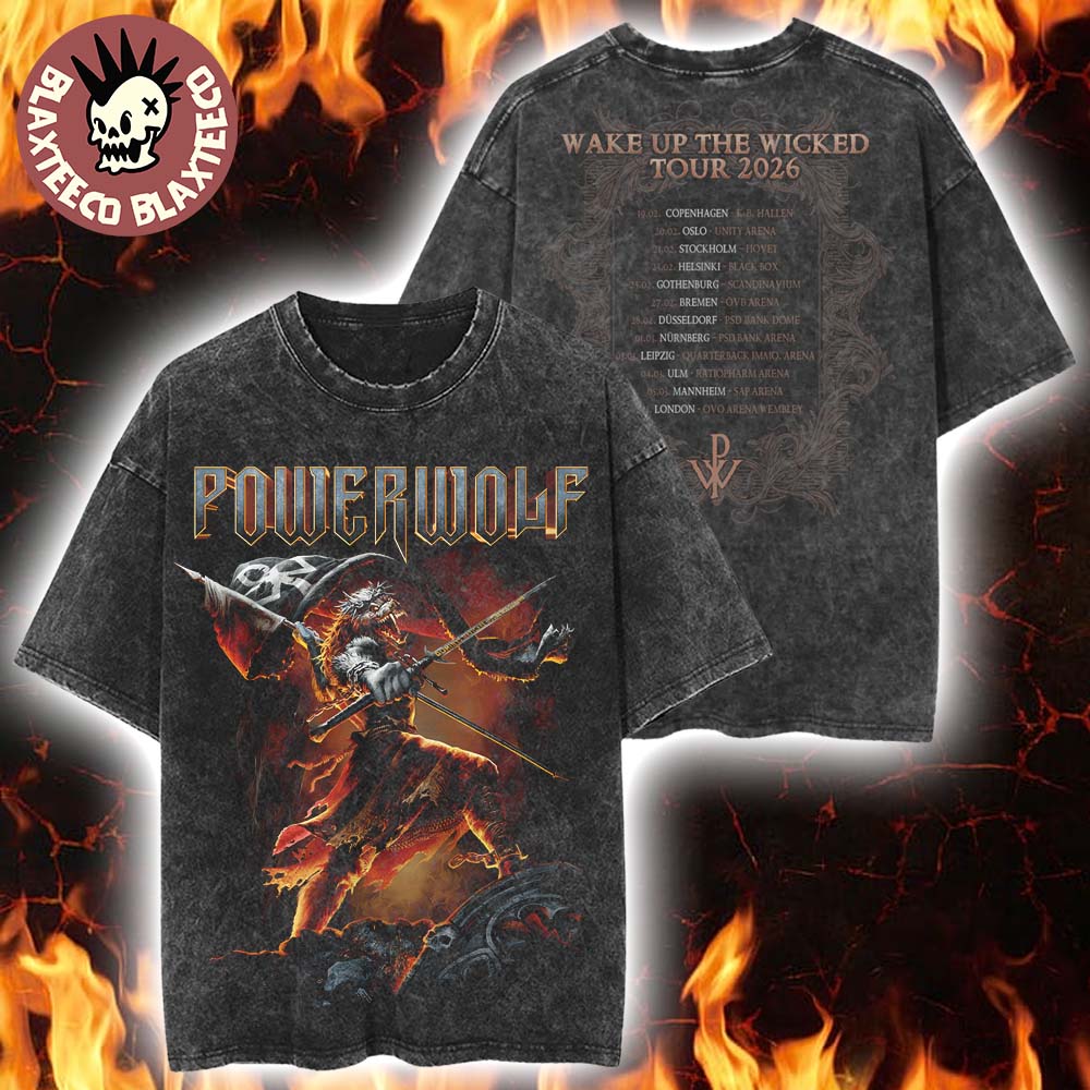 Powerwolf Wake Up The Wicked Tour 2026 UK And Europe Dates Back Vintage Washed T-Shirt Unisex T-shirt, Sweatshirt, Hoodie, Long Sleeve Tee - T-Shirt, Sweatshirt, Hoodie