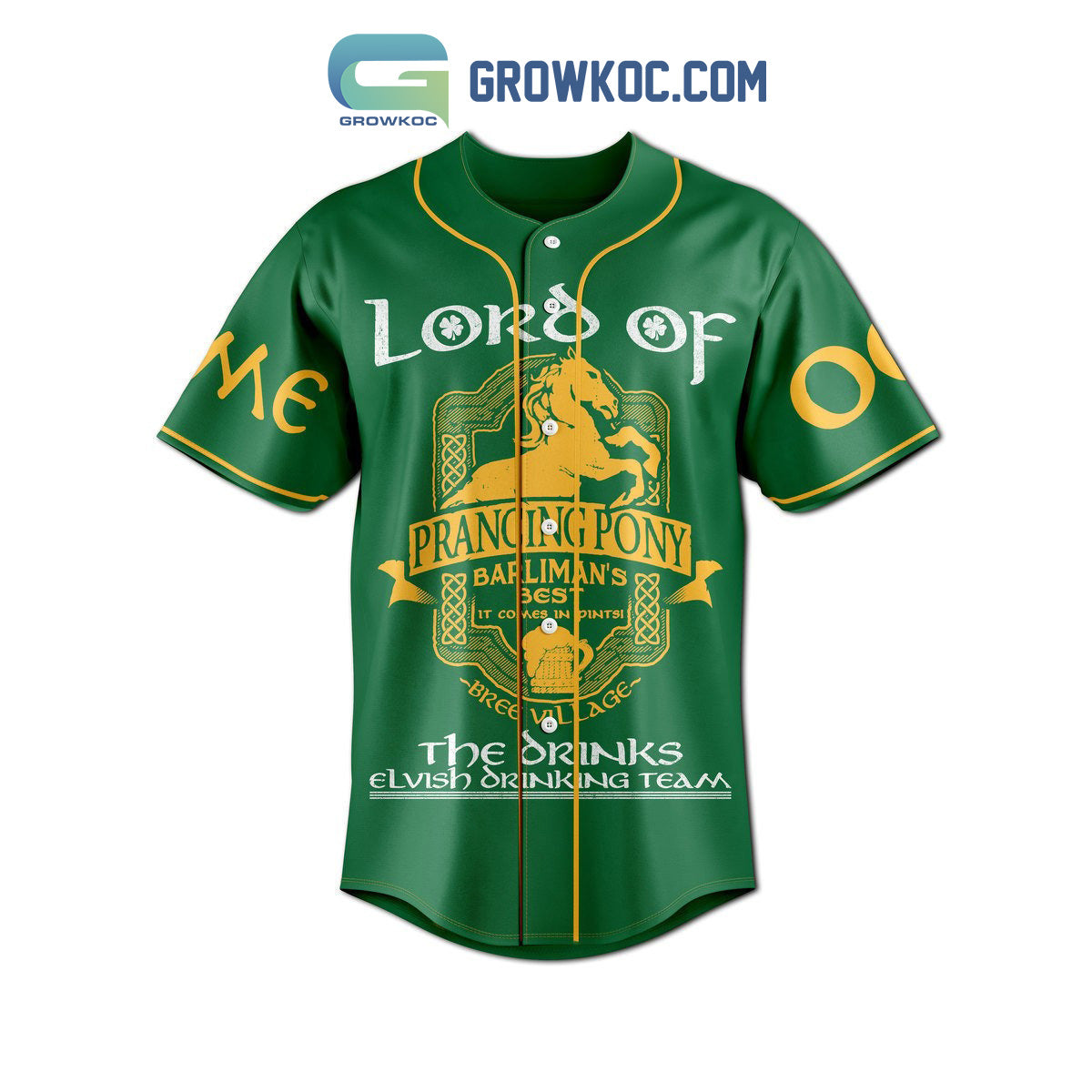Prancing Pony Brewery Elvish Team Personalized Baseball Jersey baseball jersey product view 2