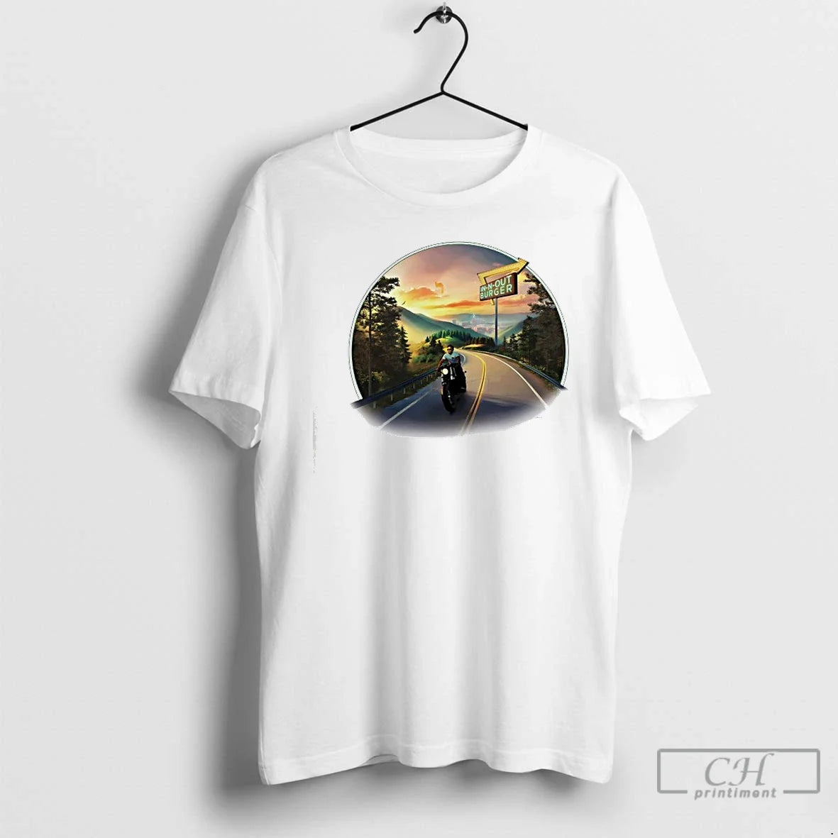 Premium A Man Riding Motor To In N Out Burger Outside The Tennessee City - T-Shirt, Sweatshirt, Hoodie