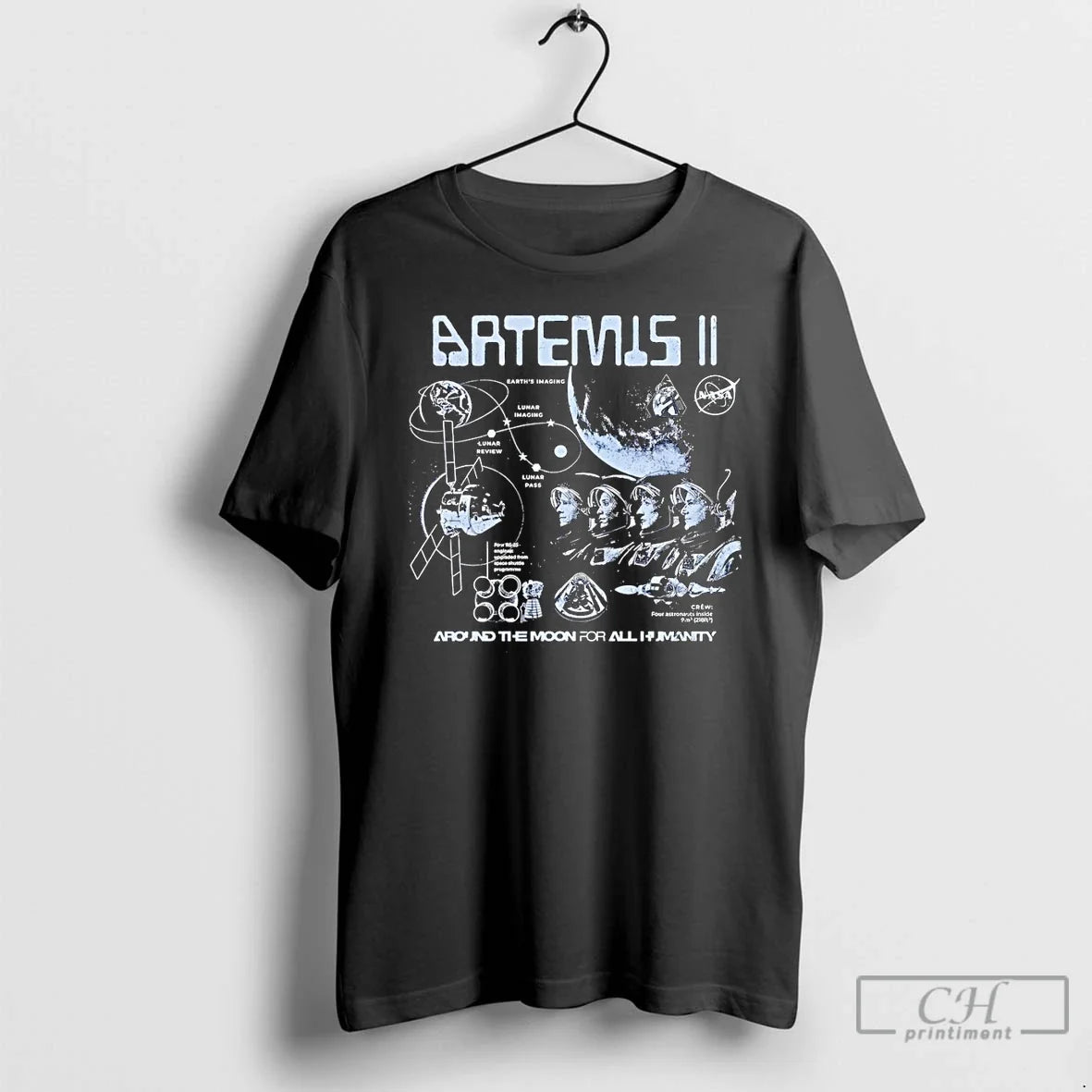 Premium Artemis Ii Nasa Mission Space Exploration Around The Moon For All Humanity T Shirts - T-Shirt, Sweatshirt, Hoodie