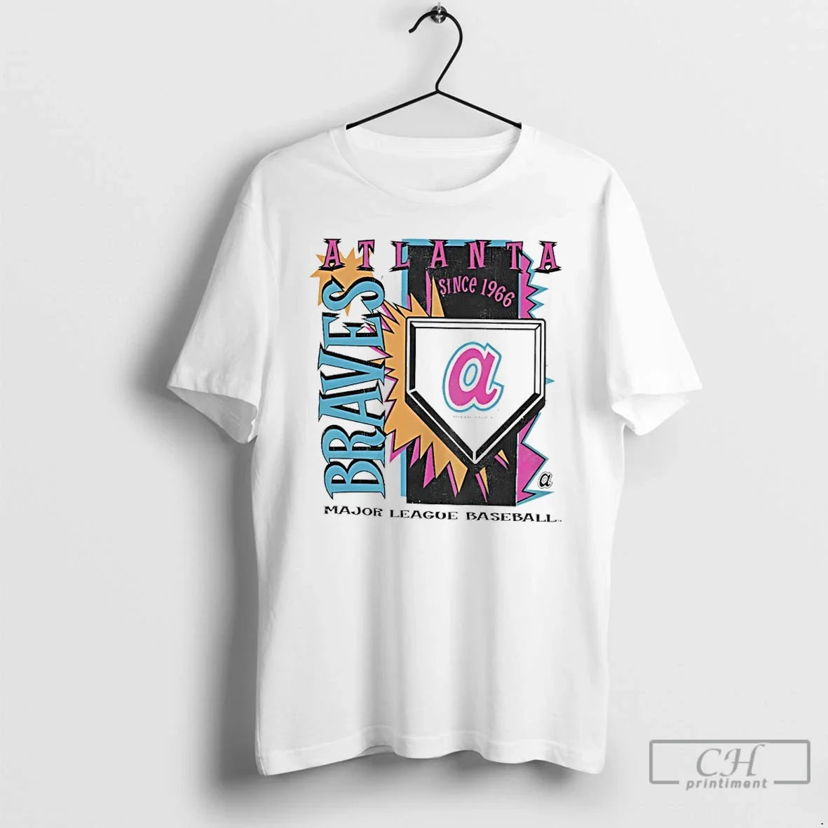 Premium Atlanta Braves 1966 Nba Cooperstown Neon Field Shock Unisex T-shirt, Sweatshirt, Hoodie, Long Sleeve Tee - T-Shirt, Sweatshirt, Hoodie