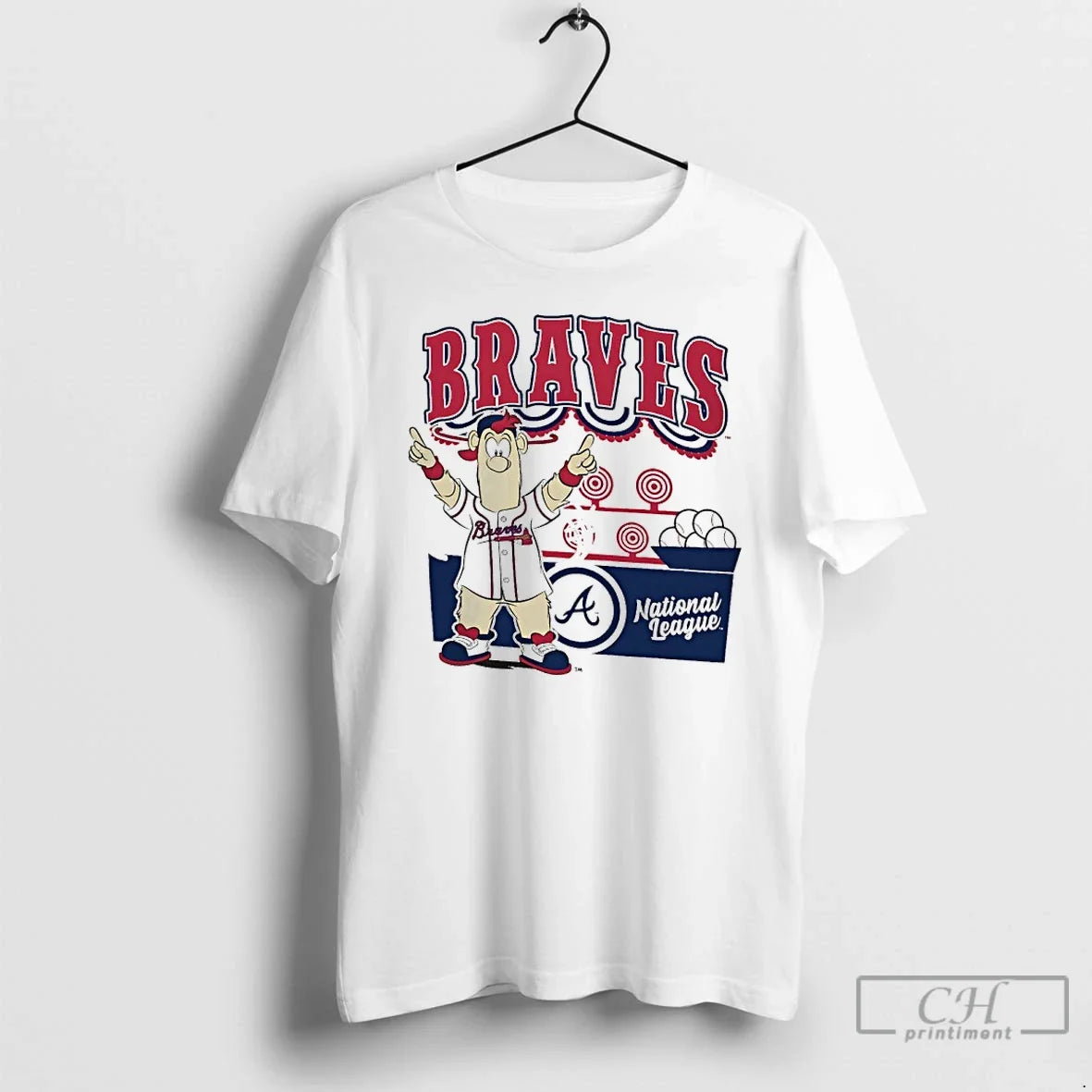 Premium Atlanta Braves National League Step Back Up Mascot Unisex T-shirt, Sweatshirt, Hoodie, Long Sleeve Tee - T-Shirt, Sweatshirt, Hoodie