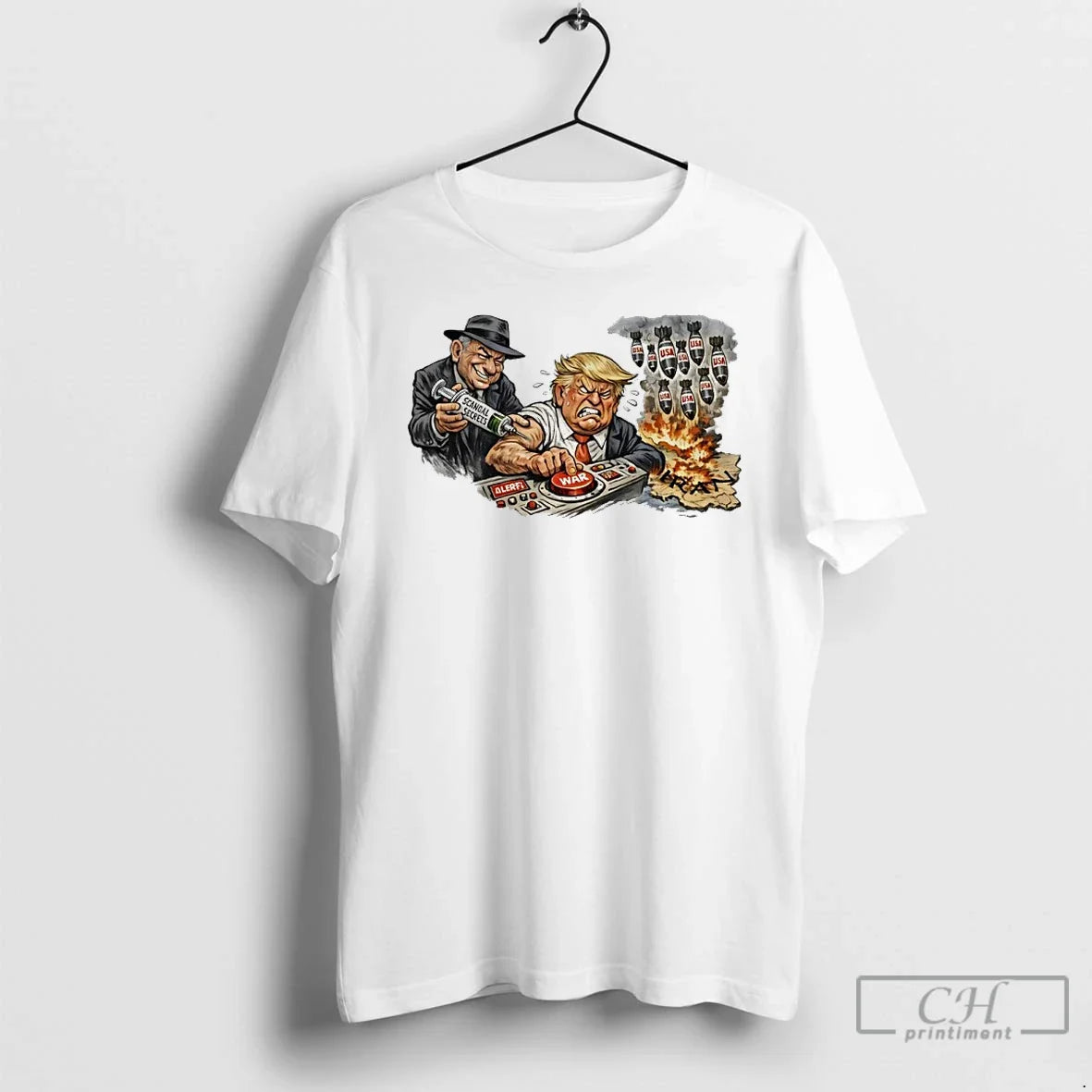 Premium Benjamin Netanyahu And Donald Trump With Epstein Scandal Caricature - T-Shirt, Sweatshirt, Hoodie
