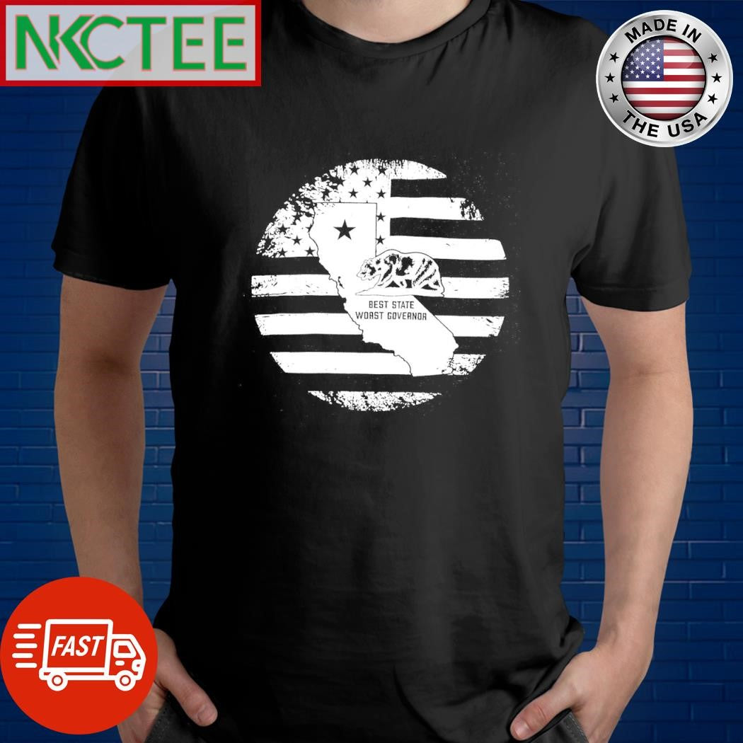 Premium Best State Worst Governor bear US flag circle shirt Unisex T-shirt, Sweatshirt, Hoodie, Long Sleeve Tee - T-Shirt, Sweatshirt, Hoodie