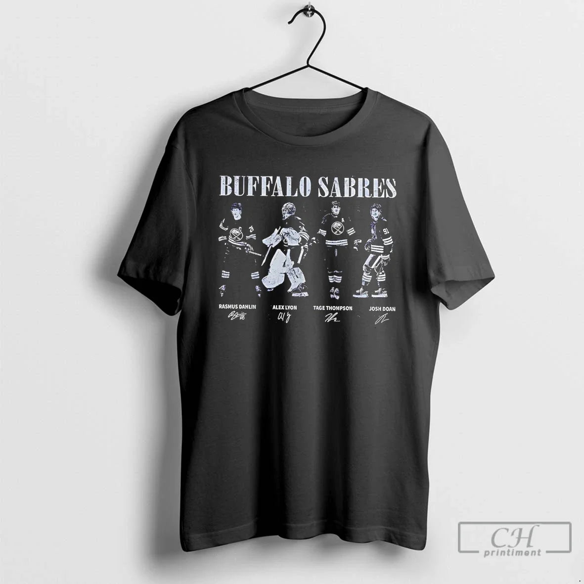 Premium Buffalo Sabres Hockey Nhl Rasmus Damlin Alex Lyon Tage Thompson Josh Doan T Shirts - T-Shirt, Sweatshirt, Hoodie