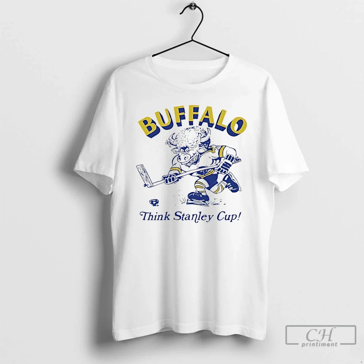 Premium Buffalo Sabres Hockey Think Stanley Cup Mascot Unisex T-shirt, Sweatshirt, Hoodie, Long Sleeve Tee - T-Shirt, Sweatshirt, Hoodie
